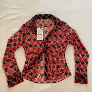 Zara 70s inspired sheer button down